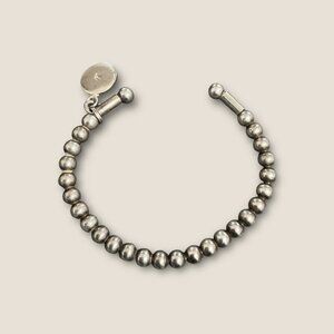 Retired Rare Silpada Sterling Silver Beaded Cuff Bracelet With Charm 23.5 Grams